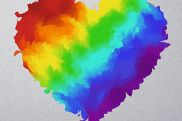 Heart painted with Pride colors