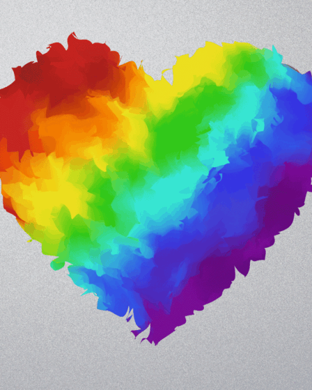 Heart painted with Pride colors
